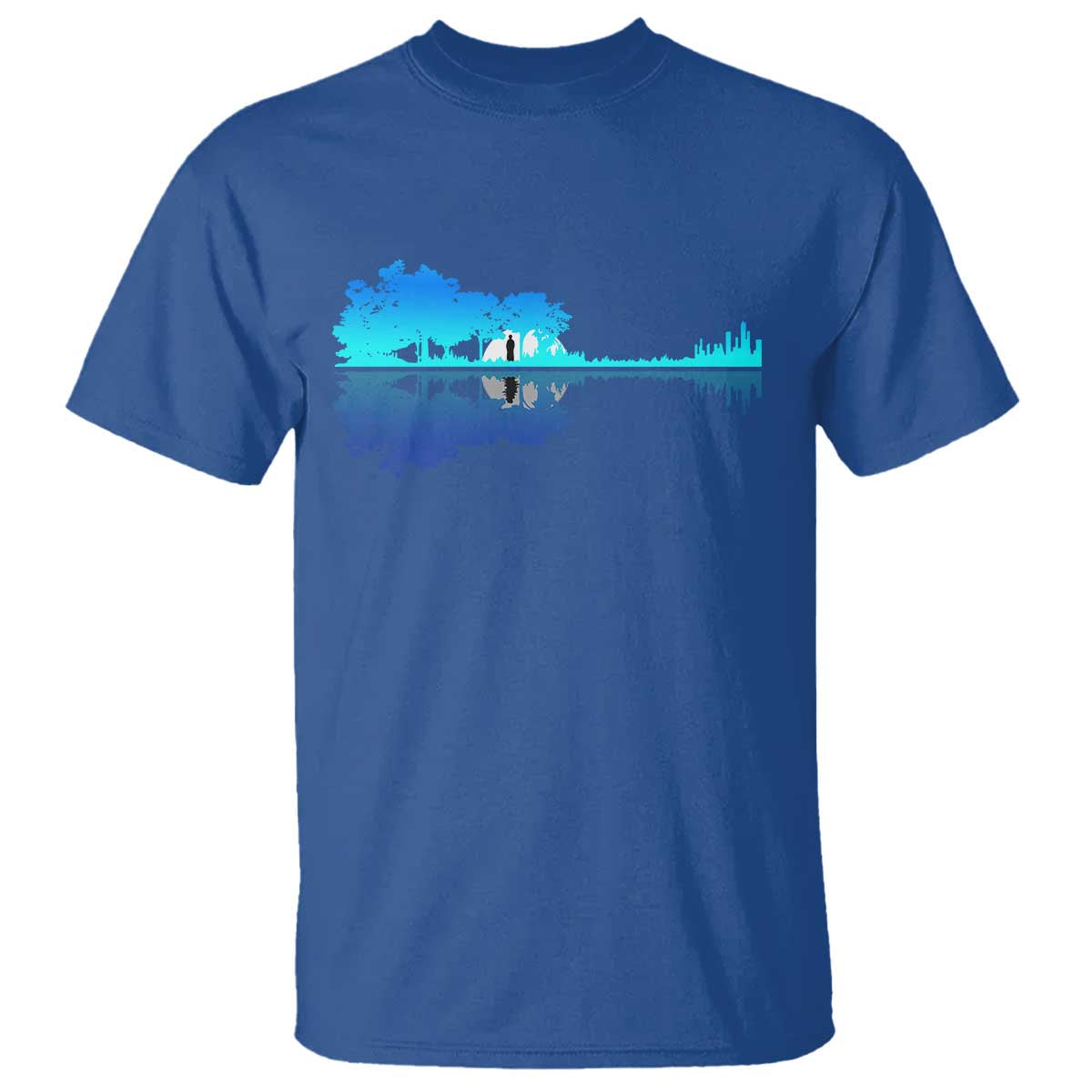 Guitar Lake Shadow T Shirt Acoustic Guitarist Musician Nature Lover TS14 Royal Blue Print Your Wear