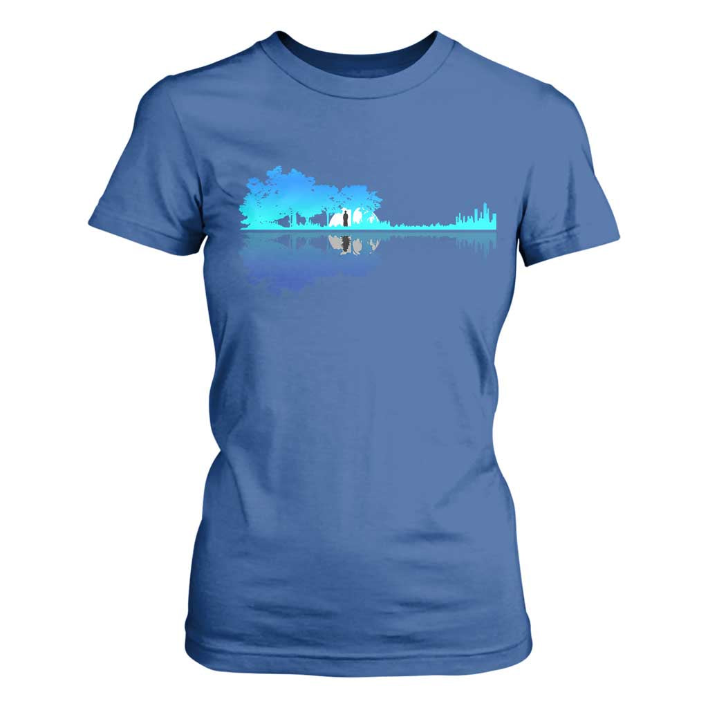 Guitar Lake Shadow T Shirt For Women Acoustic Guitarist Musician Nature Lover TS14 Royal Blue Print Your Wear