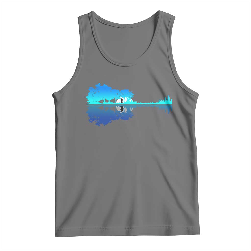 Guitar Lake Shadow Tank Top Acoustic Guitarist Musician Nature Lover TS14 Black Heather Print Your Wear