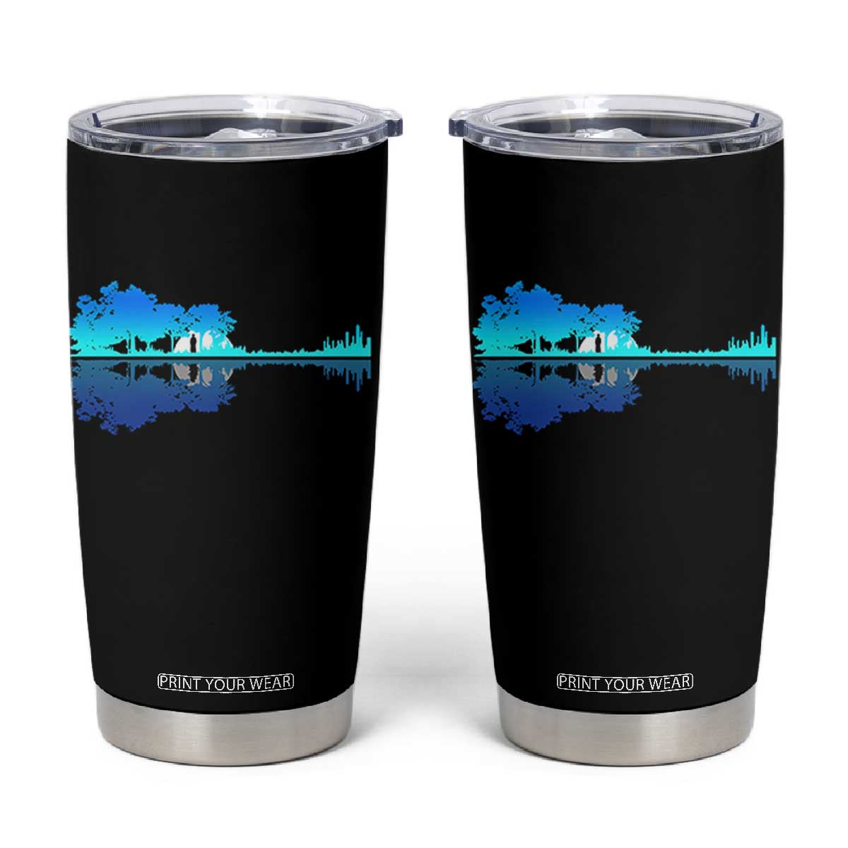 Guitar Lake Shadow Tumbler Cup Acoustic Guitarist Musician Nature Lover TS14 Black Print Your Wear