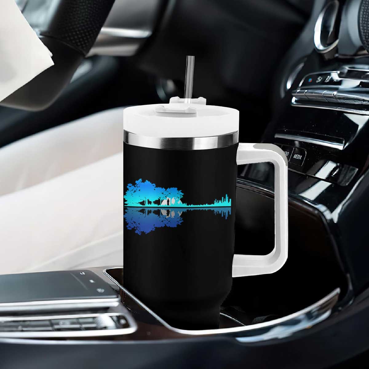 Guitar Lake Shadow Tumbler With Handle Acoustic Guitarist Musician Nature Lover TS14 Print Your Wear
