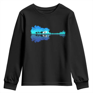 Guitar Lake Shadow Youth Sweatshirt Acoustic Guitarist Musician Nature Lover TS14 Black Print Your Wear
