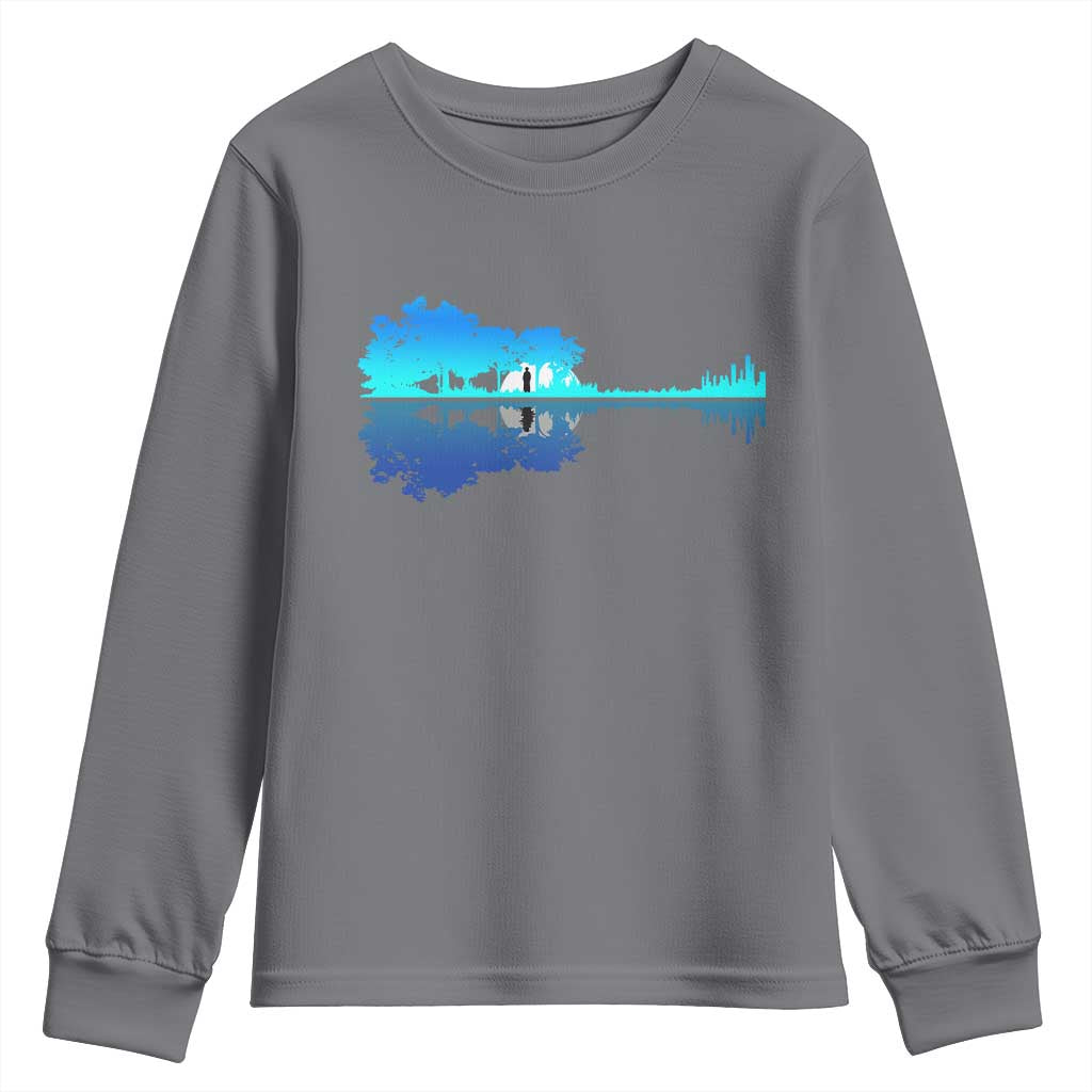 Guitar Lake Shadow Youth Sweatshirt Acoustic Guitarist Musician Nature Lover TS14 Charcoal Print Your Wear