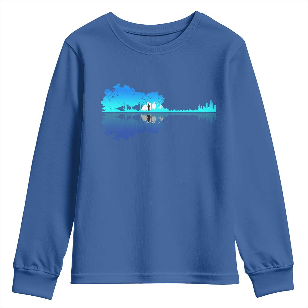 Guitar Lake Shadow Youth Sweatshirt Acoustic Guitarist Musician Nature Lover TS14 Royal Blue Print Your Wear