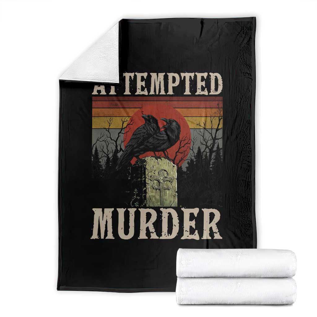 Funny Literary Throw Blanket Attempted Murder Two Crows Bird on Branch TS14 Black Print Your Wear