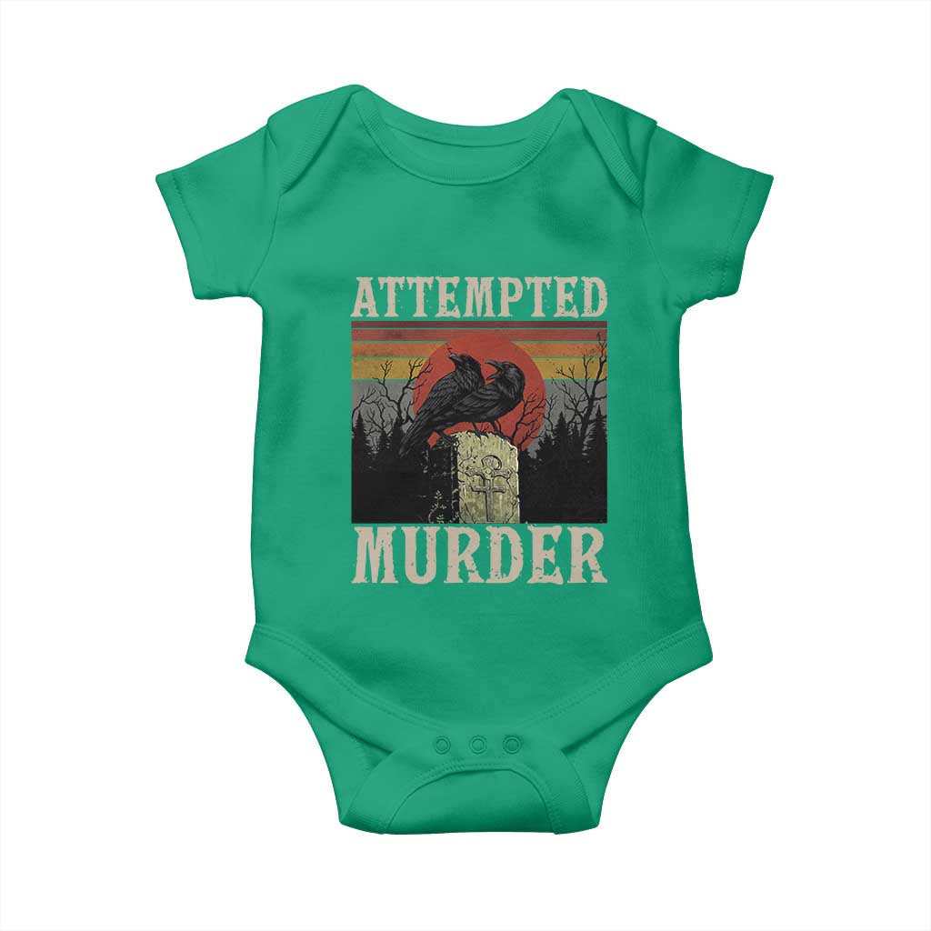 Funny Literary Baby Onesie Attempted Murder Two Crows Bird on Branch TS14 Irish Green Print Your Wear