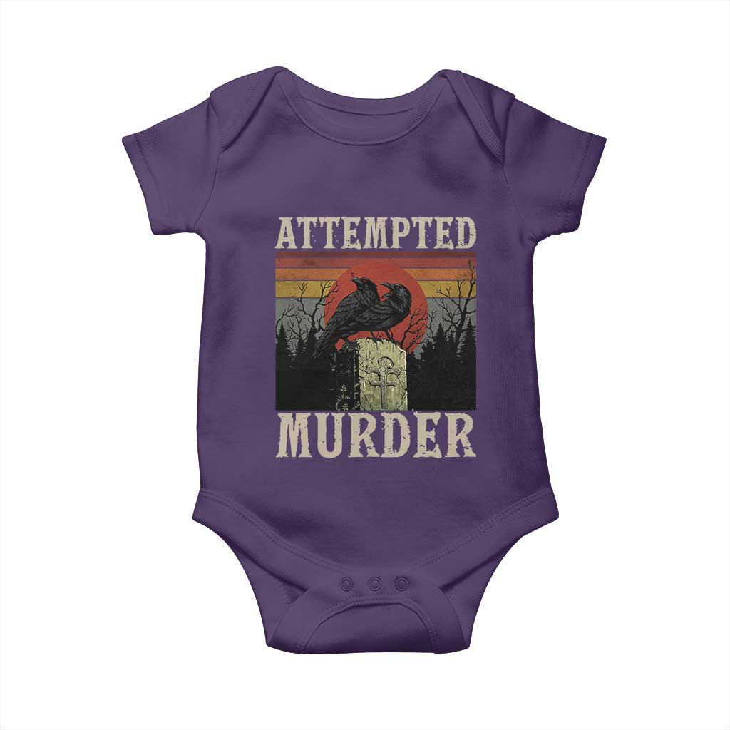 Funny Literary Baby Onesie Attempted Murder Two Crows Bird on Branch TS14 Purple Print Your Wear