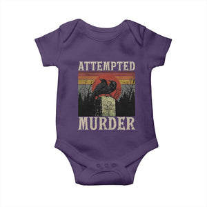 Funny Literary Baby Onesie Attempted Murder Two Crows Bird on Branch TS14 Purple Print Your Wear