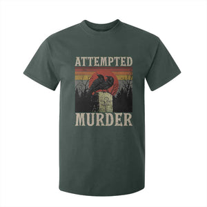 Funny Literary T Shirt For Kid Attempted Murder Two Crows Bird on Branch TS14 Dark Forest Green Print Your Wear