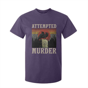 Funny Literary T Shirt For Kid Attempted Murder Two Crows Bird on Branch TS14 Purple Print Your Wear