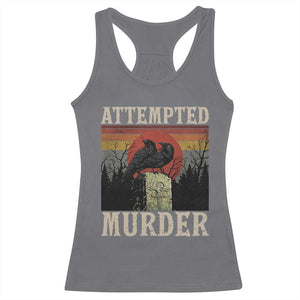 Funny Literary Racerback Tank Top Attempted Murder Two Crows Bird on Branch TS14 Charcoal Print Your Wear