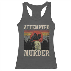Funny Literary Racerback Tank Top Attempted Murder Two Crows Bird on Branch TS14 Dark Heather Print Your Wear