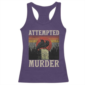 Funny Literary Racerback Tank Top Attempted Murder Two Crows Bird on Branch TS14 Purple Print Your Wear