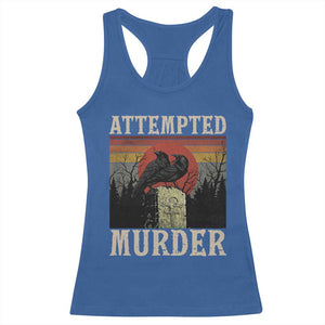 Funny Literary Racerback Tank Top Attempted Murder Two Crows Bird on Branch TS14 Royal Blue Print Your Wear