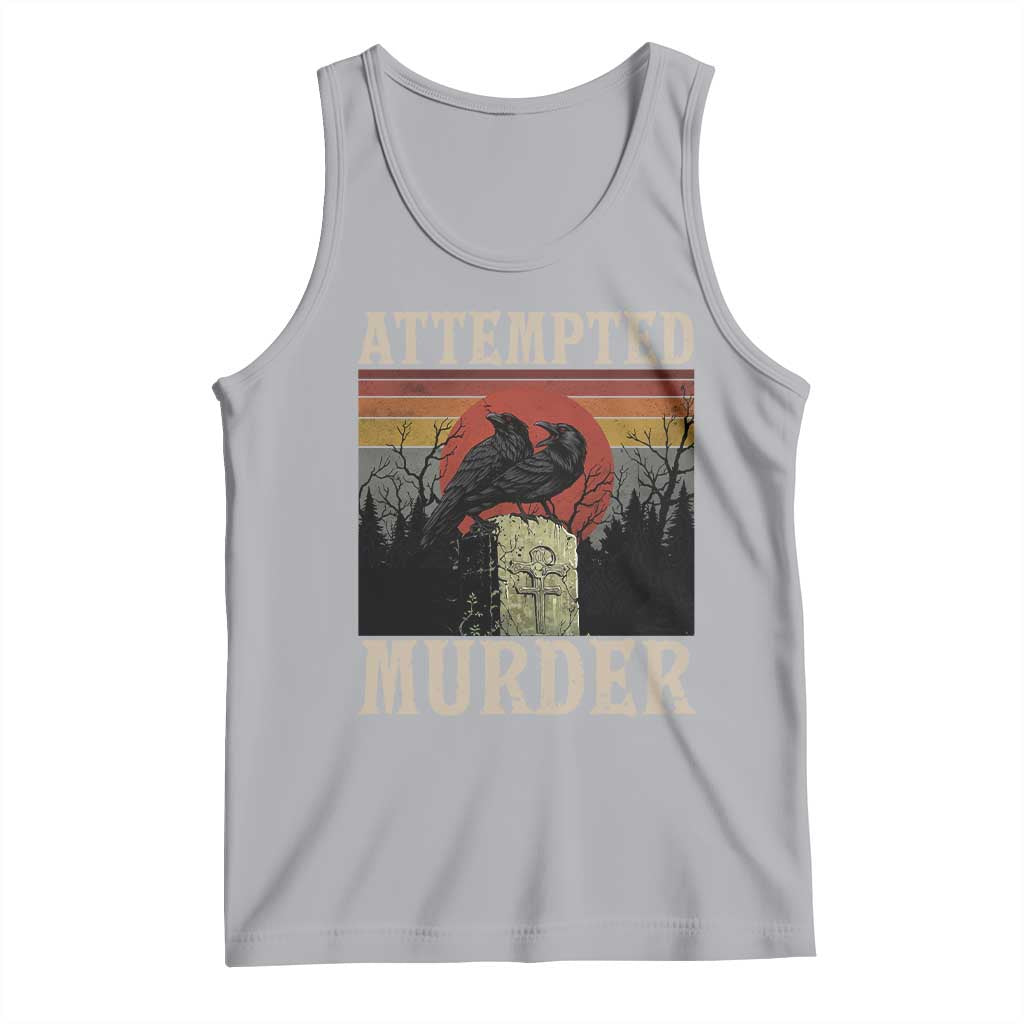 Funny Literary Tank Top Attempted Murder Two Crows Bird on Branch TS14 Athletic Heather Print Your Wear