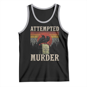 Funny Literary Tank Top Attempted Murder Two Crows Bird on Branch TS14 Black Athletic Heather Print Your Wear