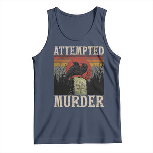Funny Literary Tank Top Attempted Murder Two Crows Bird on Branch TS14 Navy Print Your Wear