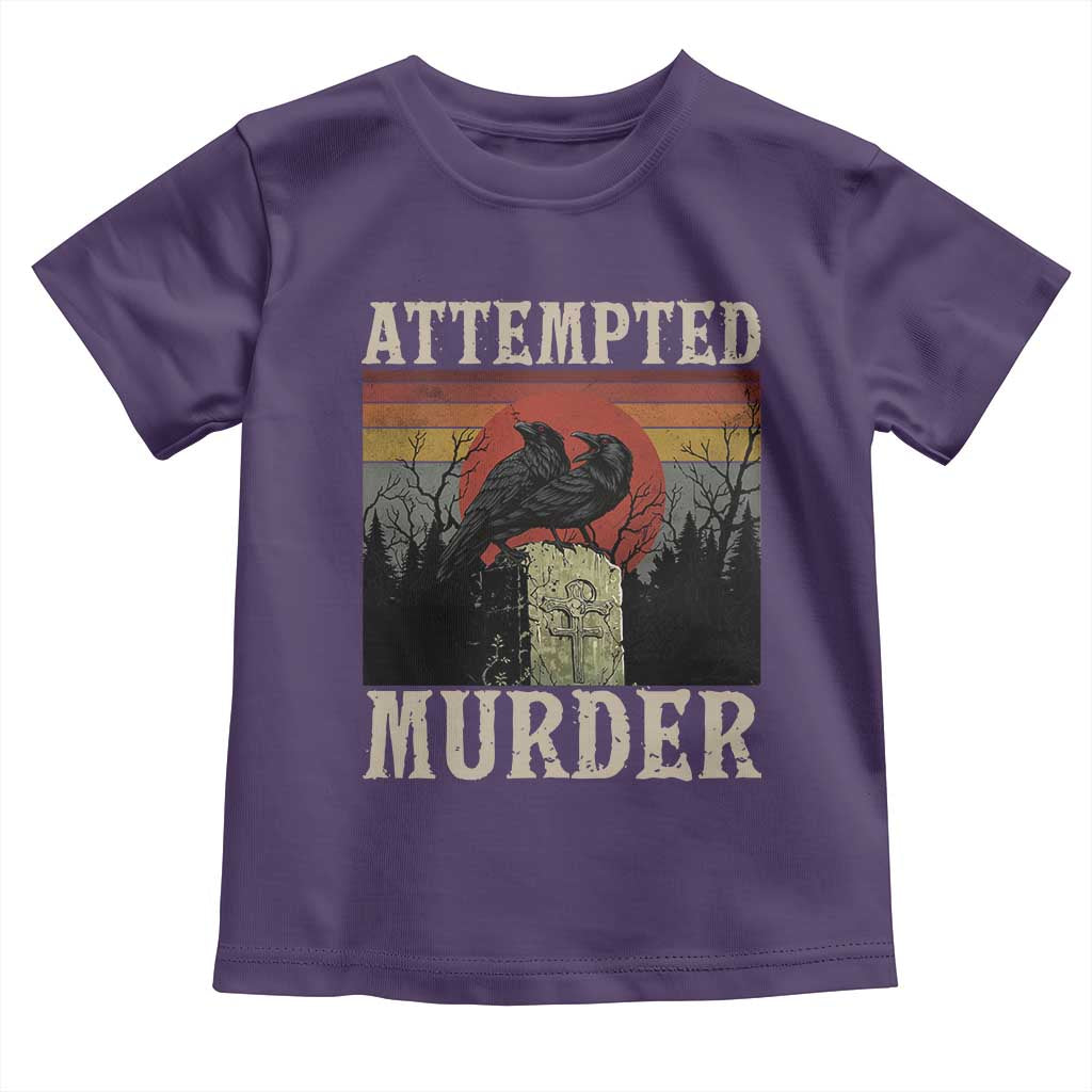 Funny Literary Toddler T Shirt Attempted Murder Two Crows Bird on Branch TS14 Purple Print Your Wear