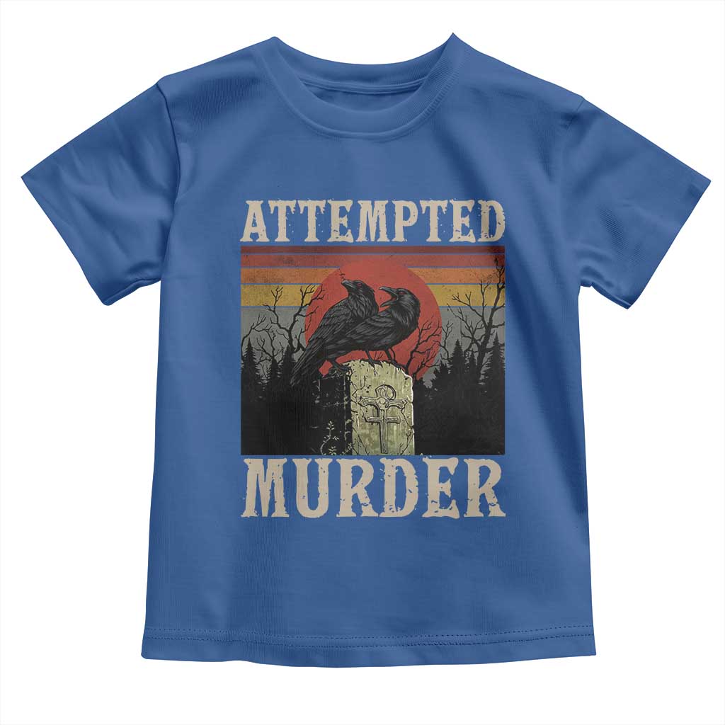 Funny Literary Toddler T Shirt Attempted Murder Two Crows Bird on Branch TS14 Royal Blue Print Your Wear