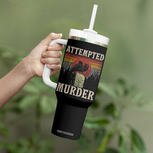 Funny Literary Tumbler With Handle Attempted Murder Two Crows Bird on Branch TS14 Print Your Wear