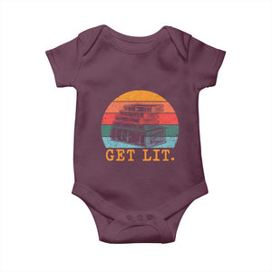 Book Lover Baby Onesie Get Lit Literature Reading TS14 Maroon Print Your Wear