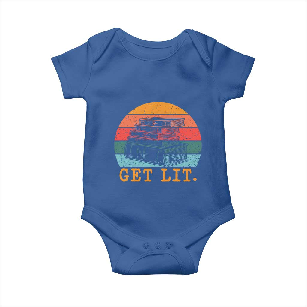 Book Lover Baby Onesie Get Lit Literature Reading TS14 Royal Blue Print Your Wear