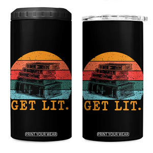 Book Lover 4 in 1 Can Cooler Tumbler Get Lit Literature Reading TS14 One Size: 16 oz Black Print Your Wear