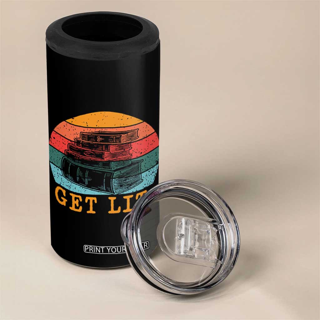 Book Lover 4 in 1 Can Cooler Tumbler Get Lit Literature Reading TS14 Print Your Wear
