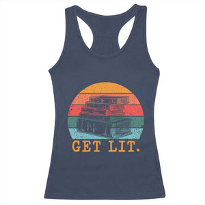 Book Lover Racerback Tank Top Get Lit Literature Reading TS14 Navy Print Your Wear