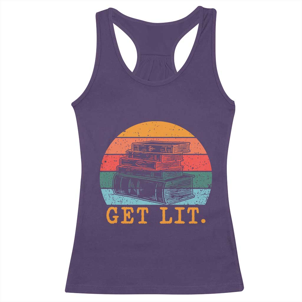 Book Lover Racerback Tank Top Get Lit Literature Reading TS14 Purple Print Your Wear