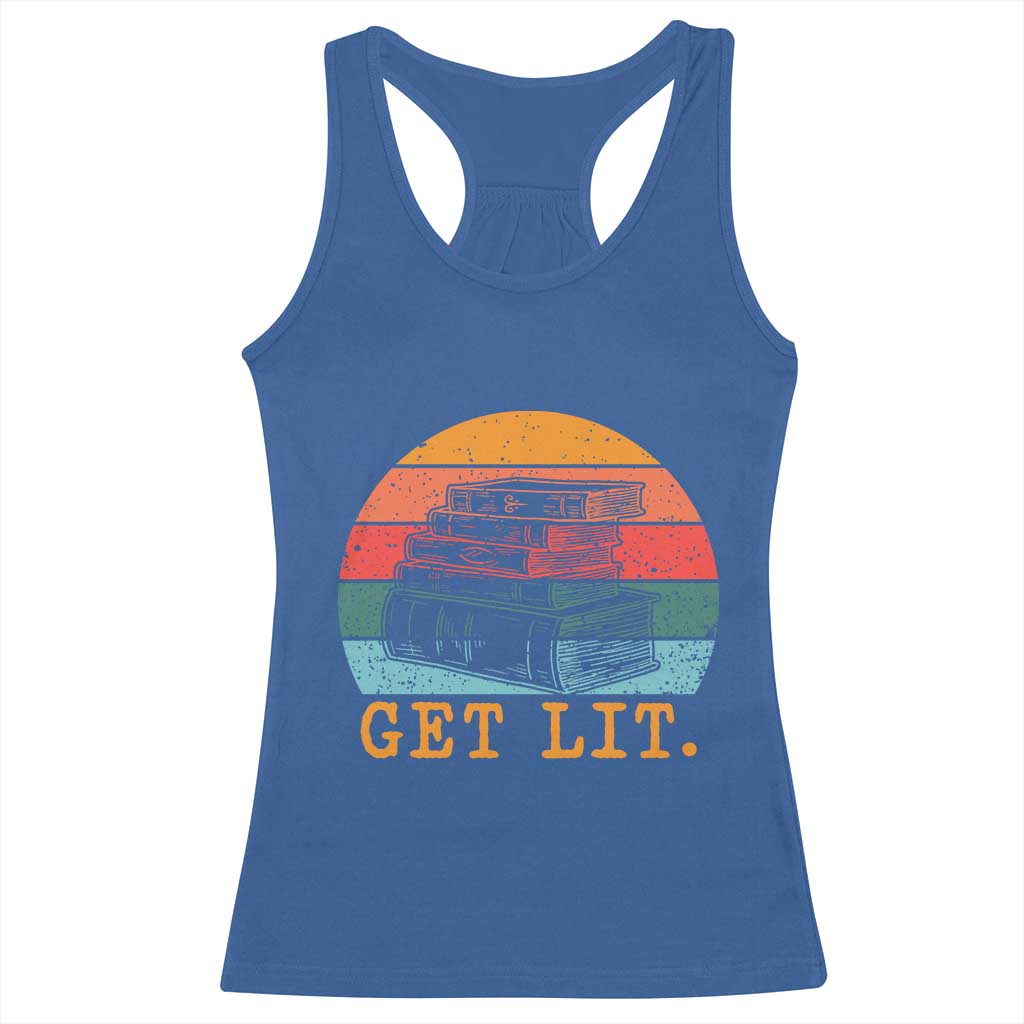 Book Lover Racerback Tank Top Get Lit Literature Reading TS14 Royal Blue Print Your Wear