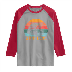 Book Lover Raglan Shirt Get Lit Literature Reading TS14 Sport Gray Red Print Your Wear