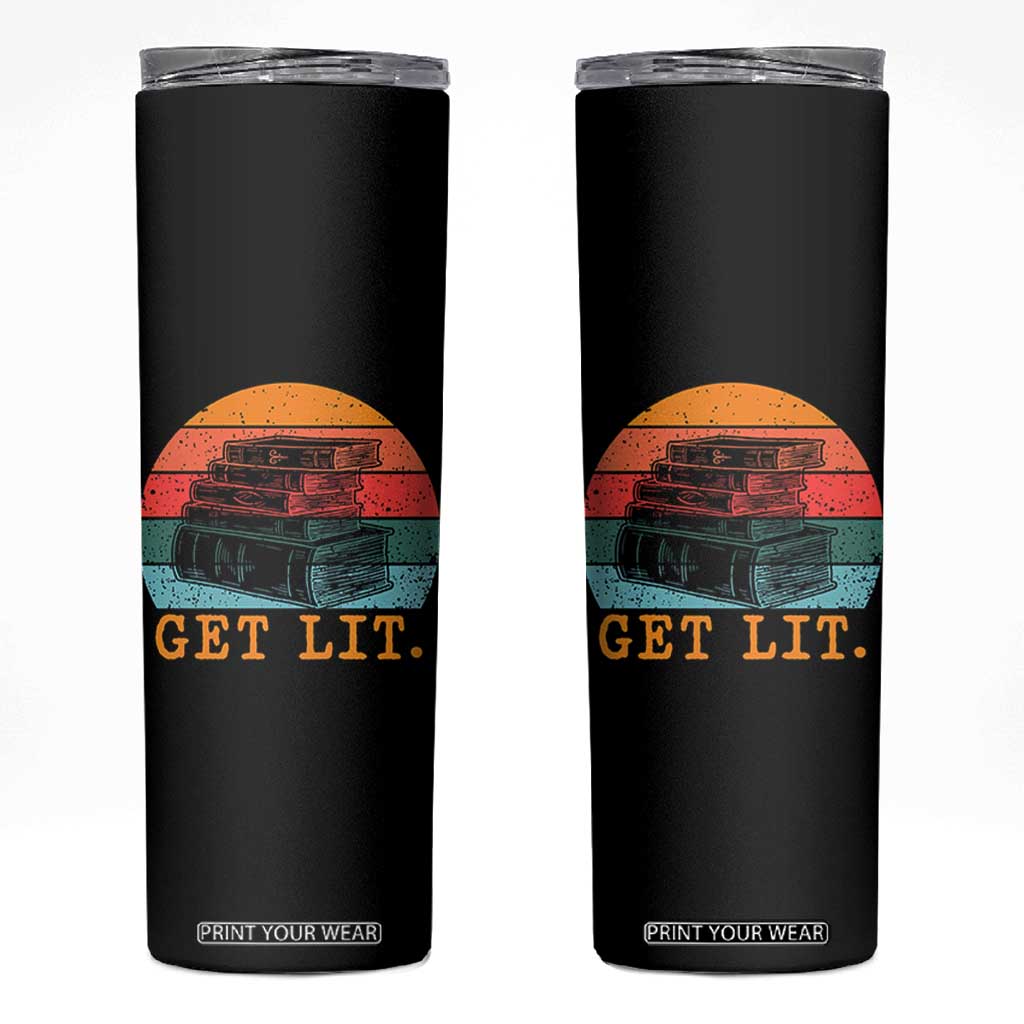 Book Lover Skinny Tumbler Get Lit Literature Reading TS14 Black Print Your Wear