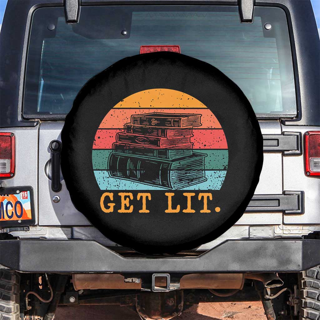 Book Lover Spare Tire Cover Get Lit Literature Reading TS14 No hole Black Print Your Wear