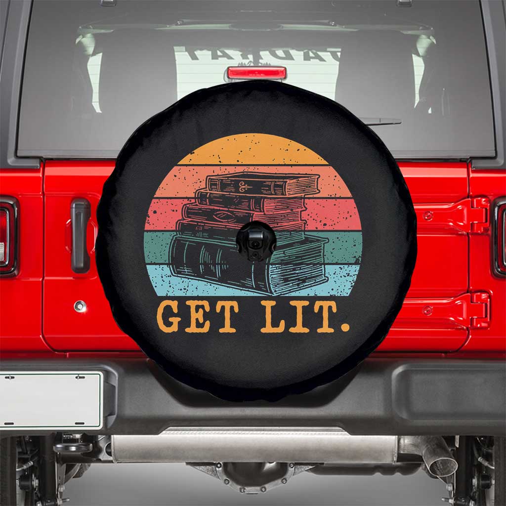 Book Lover Spare Tire Cover Get Lit Literature Reading TS14 Black Print Your Wear