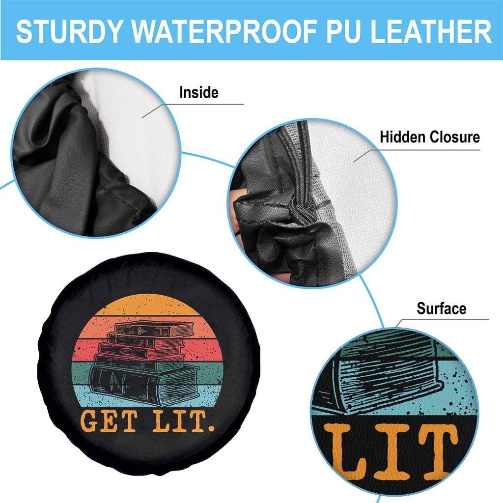 Book Lover Spare Tire Cover Get Lit Literature Reading TS14 Print Your Wear