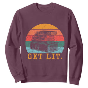 Book Lover Sweatshirt Get Lit Literature Reading TS14 Maroon Print Your Wear