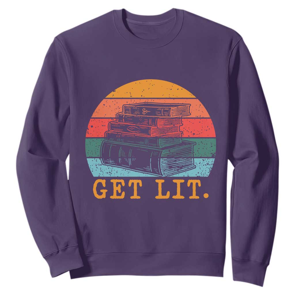 Book Lover Sweatshirt Get Lit Literature Reading TS14 Purple Print Your Wear