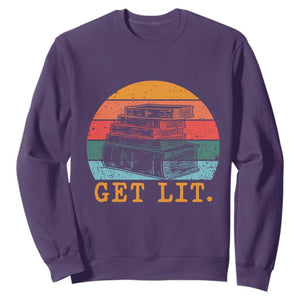 Book Lover Sweatshirt Get Lit Literature Reading TS14 Purple Print Your Wear