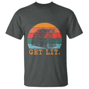 Book Lover T Shirt Get Lit Literature Reading TS14 Dark Heather Print Your Wear