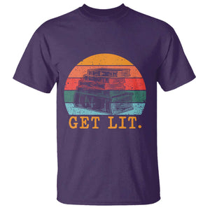 Book Lover T Shirt Get Lit Literature Reading TS14 Purple Print Your Wear