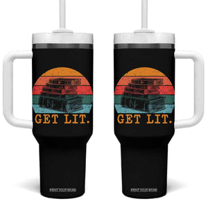 Book Lover Tumbler With Handle Get Lit Literature Reading TS14 One Size: 40 oz Black Print Your Wear