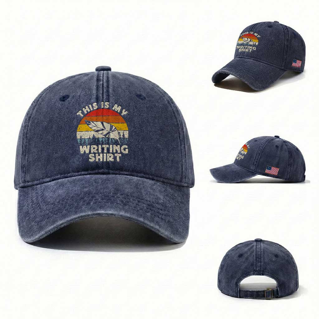 Funny Writer Washed Cotton Baseball Cap This is My Writing Shirt Authors Poets Literature TS14 Washed Cap Universal Fit Navy Print Your Wear