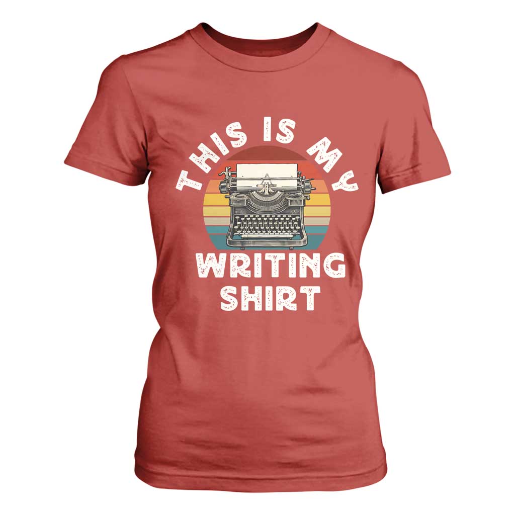 Funny Typewriter T Shirt For Women This is My Writing Shirt TS14 Red Print Your Wear