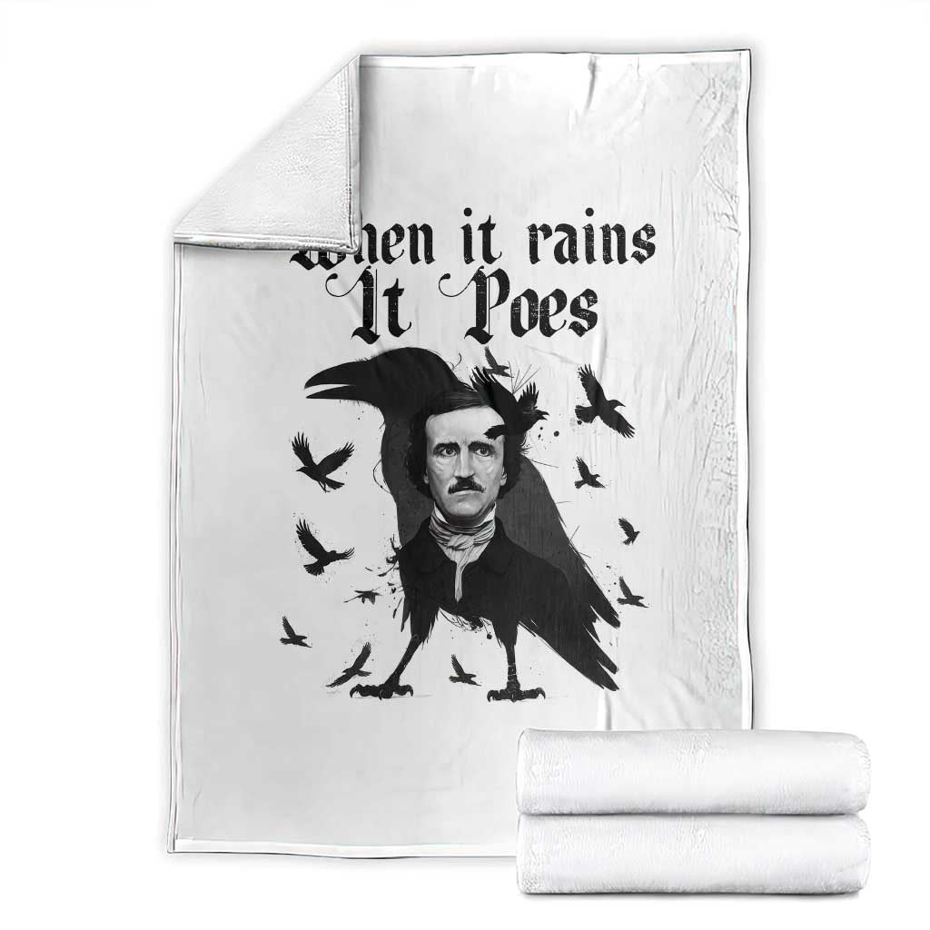 Funny Edgar Allan Poe Throw Blanket When It Rains It Poes TS14 White Print Your Wear