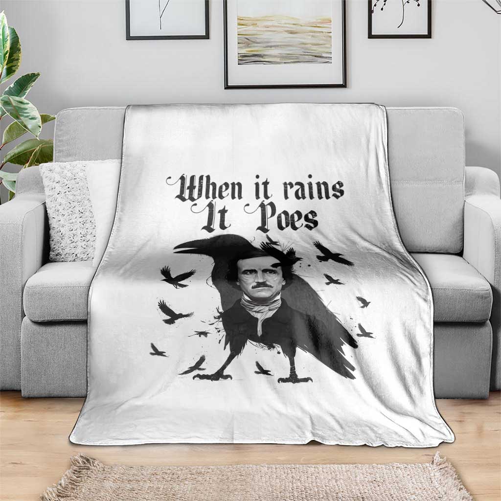 Funny Edgar Allan Poe Throw Blanket When It Rains It Poes TS14 Print Your Wear