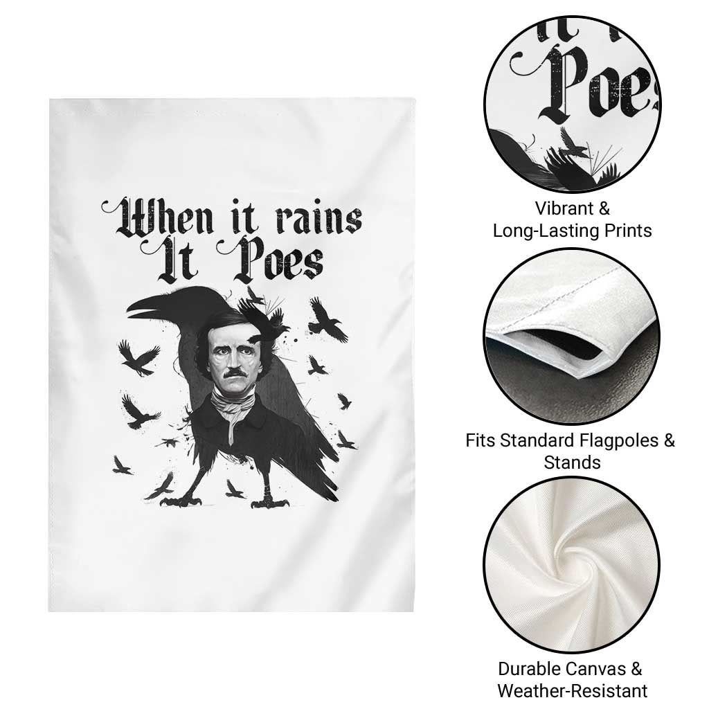 Funny Edgar Allan Poe Garden Flag When It Rains It Poes TS14 Print Your Wear