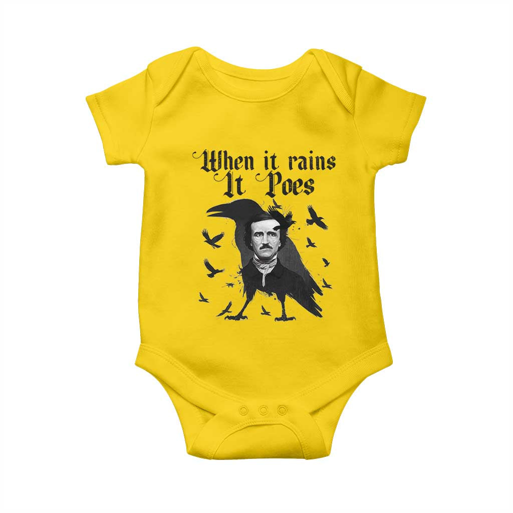 Funny Edgar Allan Poe Baby Onesie When It Rains It Poes TS14 Daisy Print Your Wear