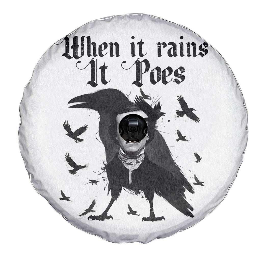 Funny Edgar Allan Poe Spare Tire Cover When It Rains It Poes TS14 Print Your Wear