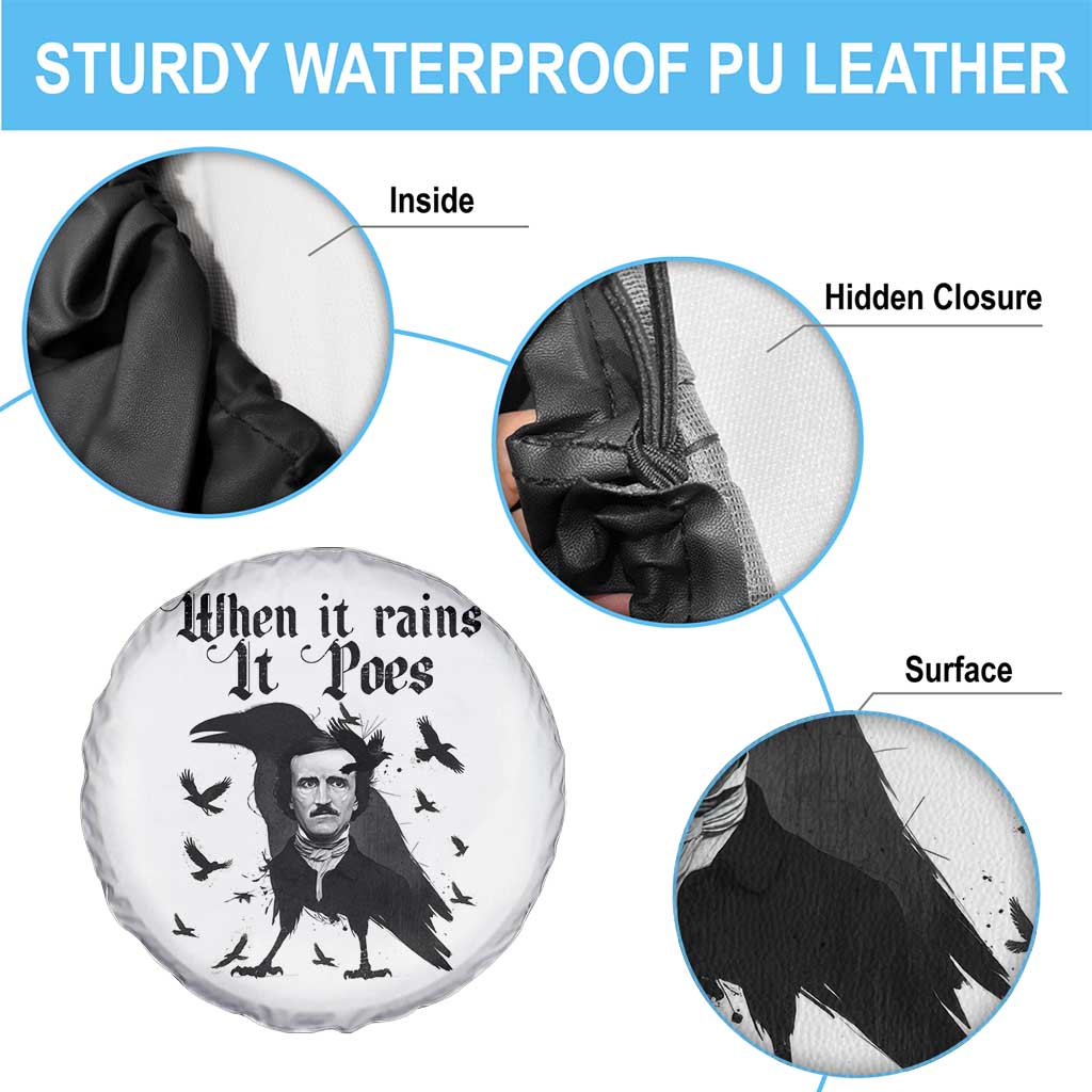 Funny Edgar Allan Poe Spare Tire Cover When It Rains It Poes TS14 Print Your Wear